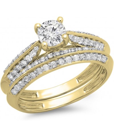 1.00 Carat (ctw) 14K Gold Round Diamond Ladies Bridal Engagement Ring With Matching Band Set 1 CT yellow-gold $548.66 Sets