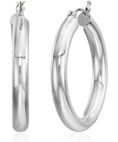 Classics Silvertone Large Oval Hoop Earrings Clicktop Hoop Earrings SILVER $11.99 Earrings