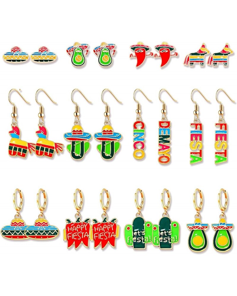 9-18 Pairs Mexican Fiesta Earrings, Cinco De Mayo Earrings, Mardi Gras Earrings, St.Patrick's Day Earrings Set, Easter Earrin...