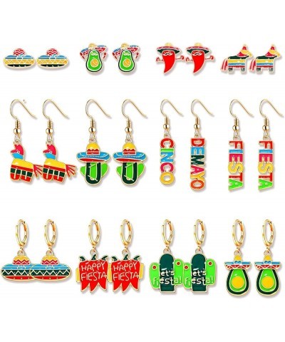 9-18 Pairs Mexican Fiesta Earrings, Cinco De Mayo Earrings, Mardi Gras Earrings, St.Patrick's Day Earrings Set, Easter Earrin...