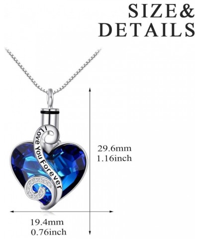 Heart URN Necklace S925 Sterling Silver Cremation Necklace for Ashes Embellished with Crystals from Austria, Fine Keepsake Me...