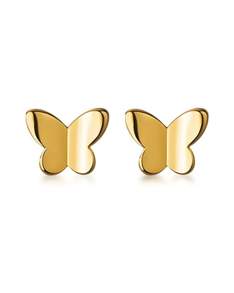 Solid 925 Sterling Silver Tiny Butterfly Earrings Studs for Women Teen Girls Tiny Cute Studs Earrings B-Gold $7.64 Earrings