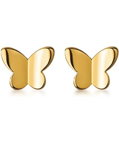 Solid 925 Sterling Silver Tiny Butterfly Earrings Studs for Women Teen Girls Tiny Cute Studs Earrings B-Gold $7.64 Earrings