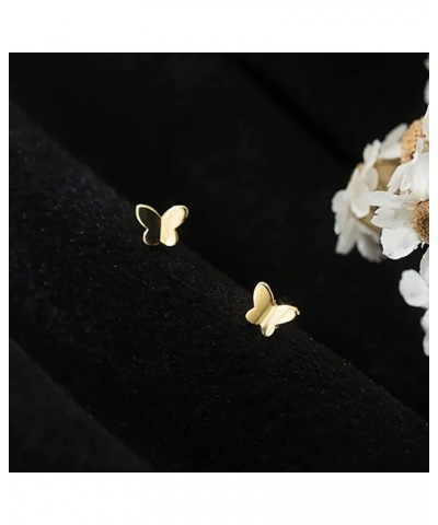 Solid 925 Sterling Silver Tiny Butterfly Earrings Studs for Women Teen Girls Tiny Cute Studs Earrings B-Gold $7.64 Earrings