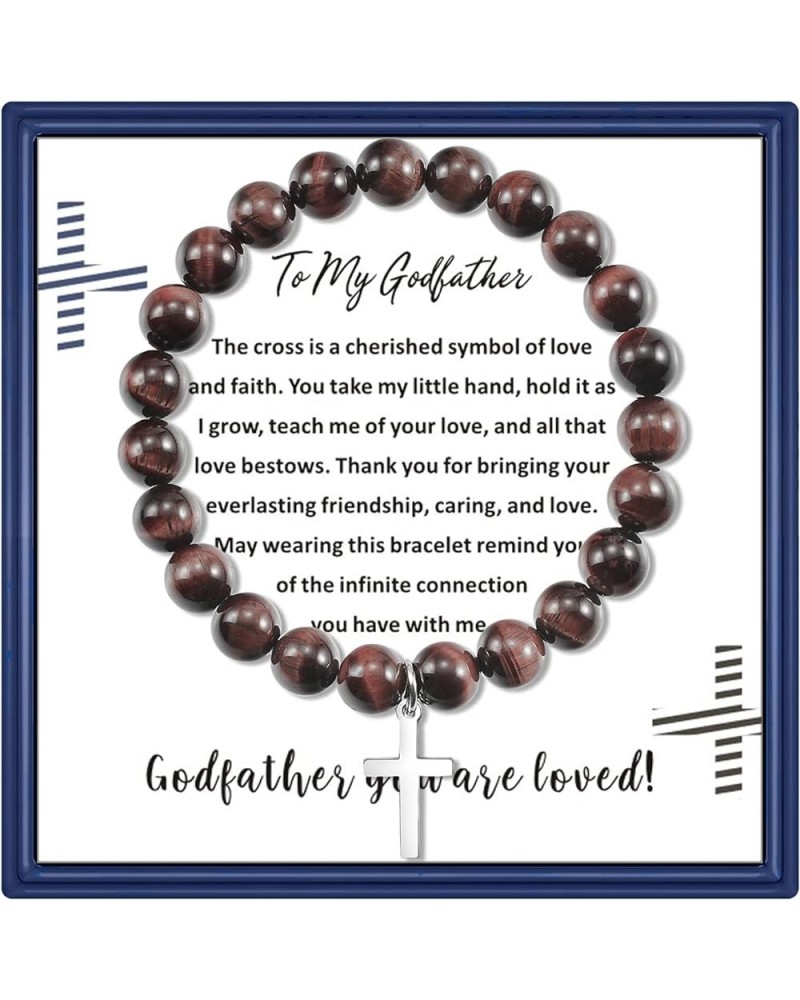 Godfather Godmother Gifts from Godchild Cross Charm Bracelet Godfather Godmother Stone Beads Bracelet Christian Jewelry Relig...