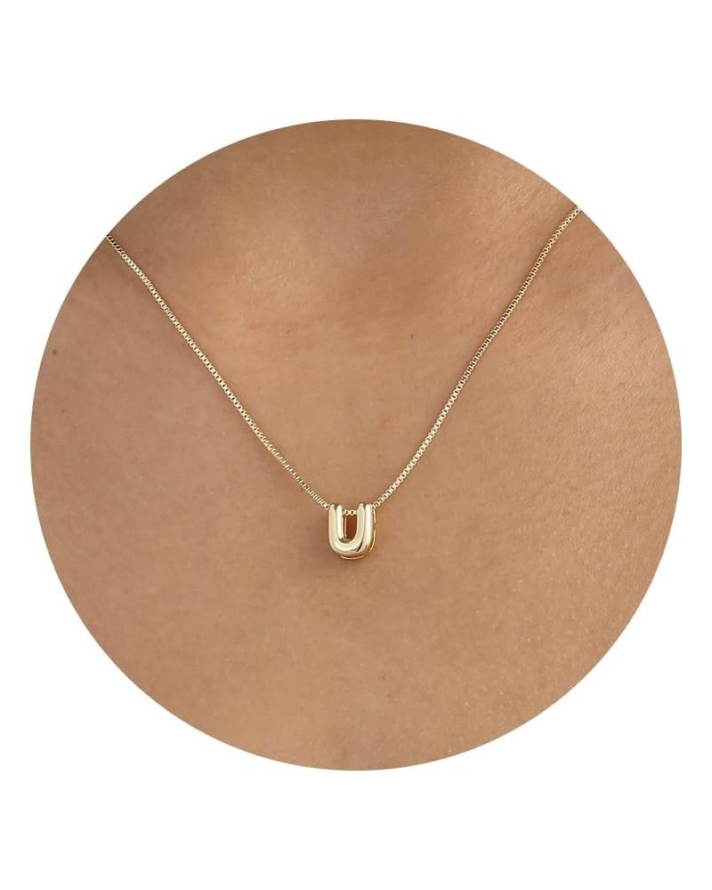 Bubble Initial Necklaces for Women Girls 14K Gold Plated Letter Necklace Dainty Gold Name Necklace Personalized Initial Choke...