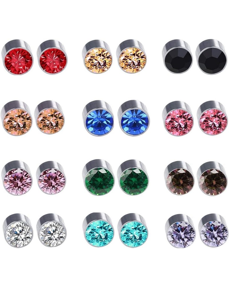 12 Pairs Magnetic Earrings Set Crystal Clip on Non Piercing Fake Stud Earrings 12 colors round A $8.84 Earrings