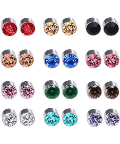 12 Pairs Magnetic Earrings Set Crystal Clip on Non Piercing Fake Stud Earrings 12 colors round A $8.84 Earrings