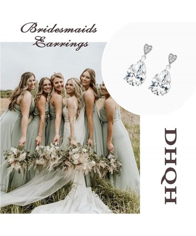 Bridesmaid Earrings Set of 4 for Wedding Bridesmaid Proposal Gifts Jewelry Set Maid Of Honor Gifts for Women zircon-white-4se...