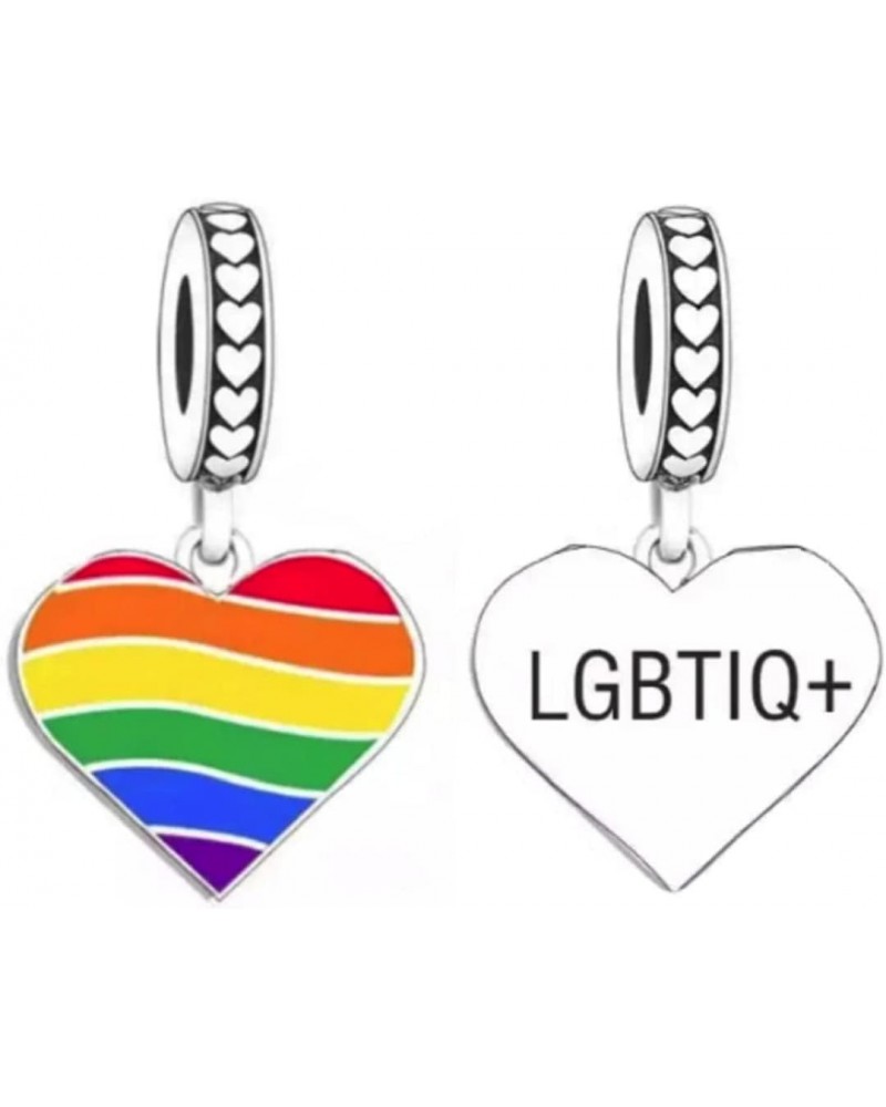 Pride Rainbow Heart LGBTIQ+ 925 Sterling Silver Charms Beads Pendants for Pandora Bracelets & Necklaces Etc $23.20 Bracelets