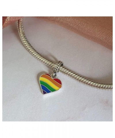 Pride Rainbow Heart LGBTIQ+ 925 Sterling Silver Charms Beads Pendants for Pandora Bracelets & Necklaces Etc $23.20 Bracelets