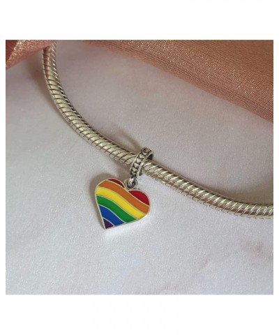 Pride Rainbow Heart LGBTIQ+ 925 Sterling Silver Charms Beads Pendants for Pandora Bracelets & Necklaces Etc $23.20 Bracelets