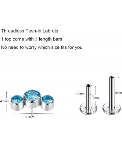 G23 Titanium Labret Studs 16G Threadless Push-in Press Fit Cluster Tragus Helix Lobe Conch Rook Medusa Cartilage Monroe Push ...