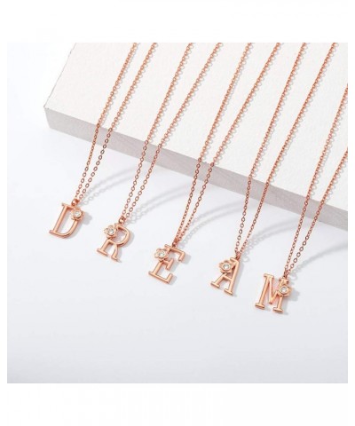 Stainless Steel Flower Initial Pendant, A-Z, 26 Letter Alphabet CZ Cubic Zirconia Necklace L (Rose) $12.53 Necklaces