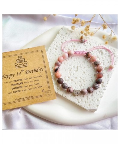 Happy Birthday Gifts for 3-21 Year Old Girls, Natural Stone Heart Charm Bracelet Sweet Birthday Christmas Gifts for Teen Girl...