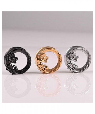 2PCS Ear Gauges 316 Stainless Steel Cute Roses Ear Tunnels Plug Expander Ear Stretcher Ear Piercing Body Jewelry Black $11.09...