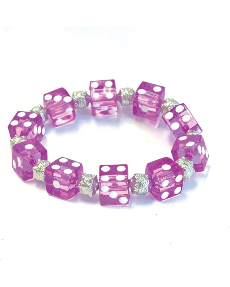 Hand Painted Red Dice Beaded Stretch Bracelet, 7 5 inch Purple $7.63 Bracelets