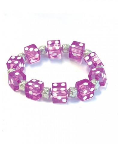 Hand Painted Red Dice Beaded Stretch Bracelet, 7 5 inch Purple $7.63 Bracelets