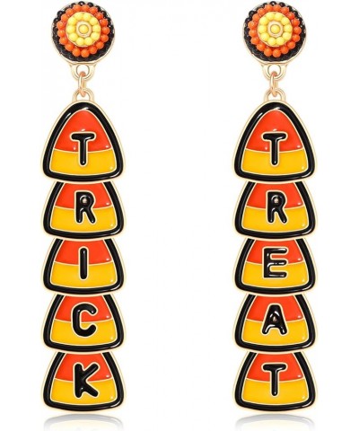 Halloween Earrings Beaded Boo Candy Corn Ghost Earrings for Women Statement Spooky Pumpkin Drop Dangle Earrings Festive Hallo...