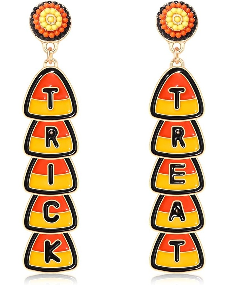 Halloween Earrings Beaded Boo Candy Corn Ghost Earrings for Women Statement Spooky Pumpkin Drop Dangle Earrings Festive Hallo...