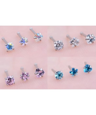 18G 20G Nose Rings Hoops for Women 316L Surgical Steel Clear CZ Heart Star Nose Stud Flower Leaf CZ Nose hoops Nostril Nose P...