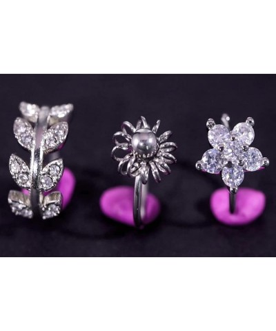 18G 20G Nose Rings Hoops for Women 316L Surgical Steel Clear CZ Heart Star Nose Stud Flower Leaf CZ Nose hoops Nostril Nose P...