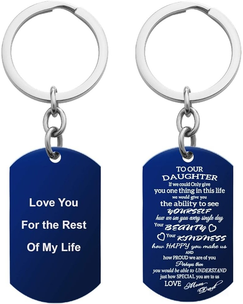 To Our Daughter From Mom And Dad Photo Engraving Custom Dog Tag Key Chain/Necklace - Black/Blue Keychain - to My Daughter Des...