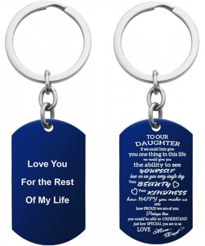 To Our Daughter From Mom And Dad Photo Engraving Custom Dog Tag Key Chain/Necklace - Black/Blue Keychain - to My Daughter Des...