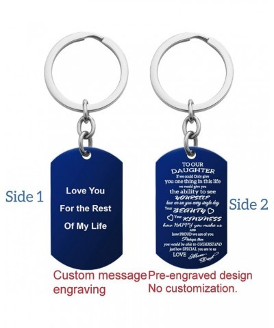 To Our Daughter From Mom And Dad Photo Engraving Custom Dog Tag Key Chain/Necklace - Black/Blue Keychain - to My Daughter Des...