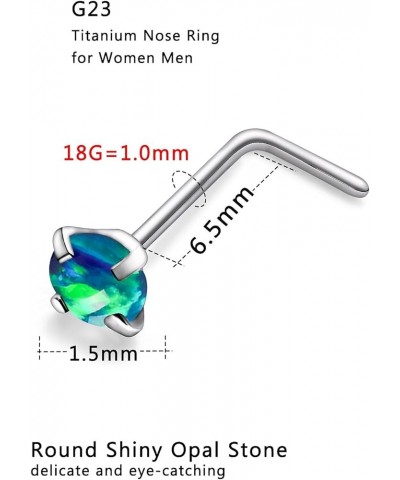 18G 20G 22G Titanium Nose Rings Studs G23 Nose Studs Opal Nose Ring Nostril Piercing Jewelry For Women Men Top Opal 1.5mm 2mm...