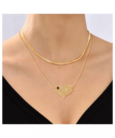 Gold Pendant Necklace 14K Gold Plated Dainty Gold Heart Waterdrop Circle Round Pendant Necklace for Women Delicate Necklace M...