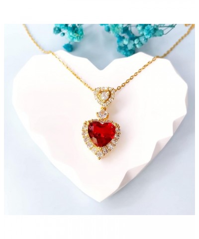 Love Heart Pendant Necklaces for Women,18K Gold Plated Heart Crystal Necklace for Women Girl Gifts Jewelry,18 + 2 inch Chain ...