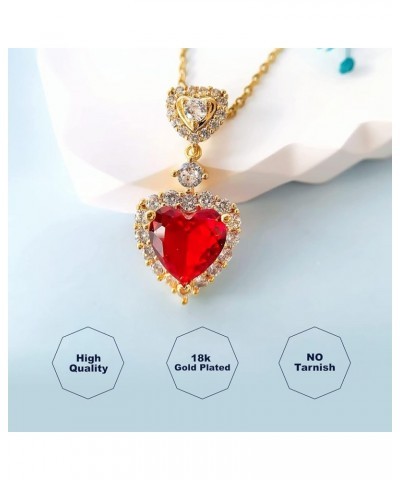 Love Heart Pendant Necklaces for Women,18K Gold Plated Heart Crystal Necklace for Women Girl Gifts Jewelry,18 + 2 inch Chain ...