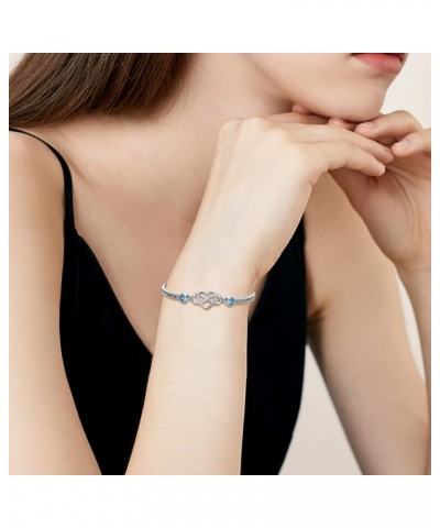 925 Sterling Silver Adjustable Infinity Heart Bangle Bracelet for Sister Best Friend Daughter Mom Grandma Granddaughter Daugh...