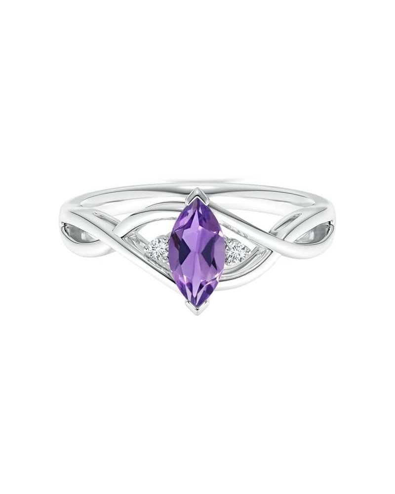 Marquise Cut Amethyst 0.35 Ctw Gemstone Birthstone 925 Sterling Silver Women Love Engagement Ring Jewelry GIFT FOR HER White ...