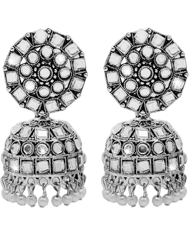 Traditional Indian Antique Silver Plated Oxidised Traditional Jhumka With CZ & Pearls Earrings for Women (SJ_1975) $9.26 Earr...