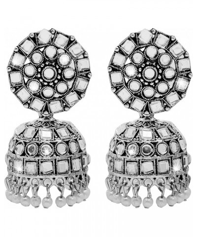 Traditional Indian Antique Silver Plated Oxidised Traditional Jhumka With CZ & Pearls Earrings for Women (SJ_1975) $9.26 Earr...