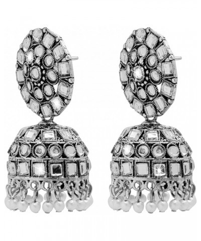 Traditional Indian Antique Silver Plated Oxidised Traditional Jhumka With CZ & Pearls Earrings for Women (SJ_1975) $9.26 Earr...