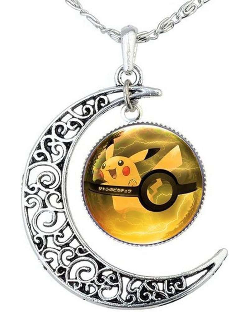 Anime Monsters and Crescent Necklace Anime Eevee Evolutios Cartton Glass Dome and New Moon Necklace Style 2 $7.64 Necklaces