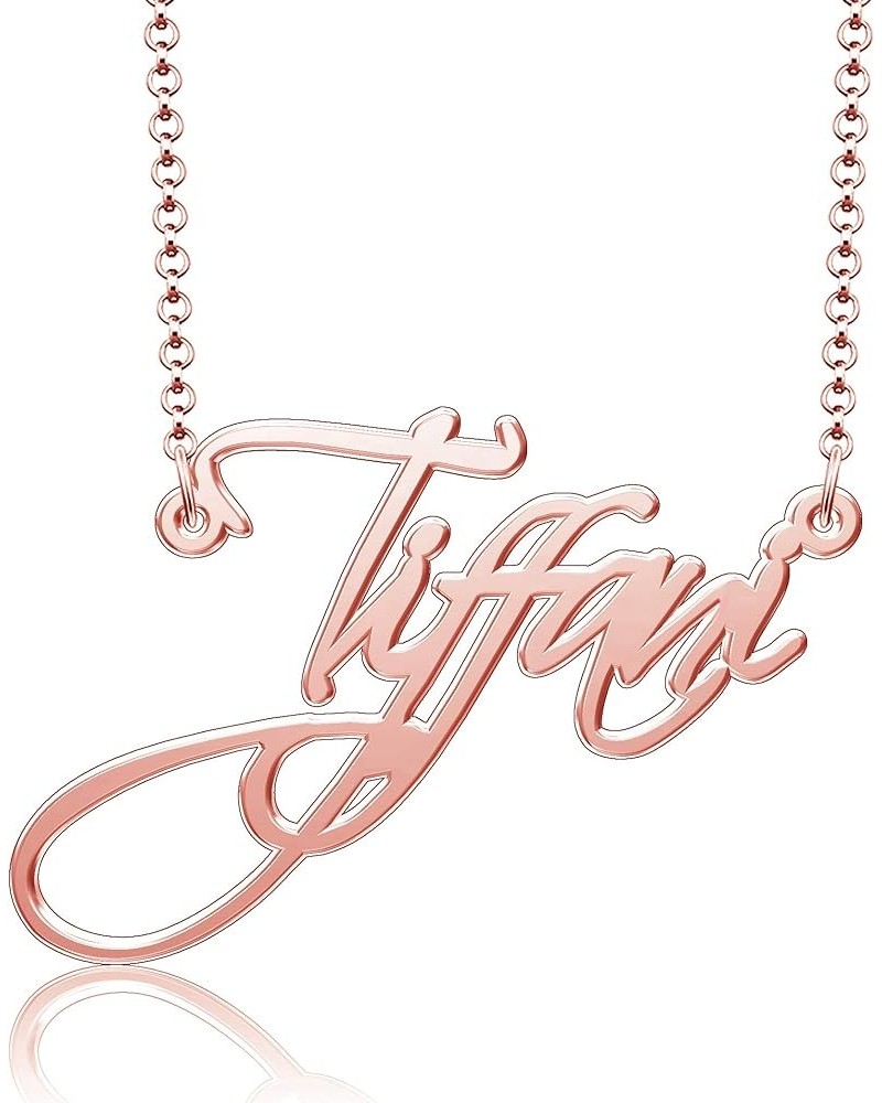 Custom Cursive Name Necklace Personalized Gift for Women Rose Gold Plated Nameplate Tiffani $17.39 Necklaces