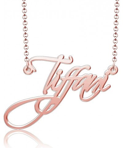 Custom Cursive Name Necklace Personalized Gift for Women Rose Gold Plated Nameplate Tiffani $17.39 Necklaces