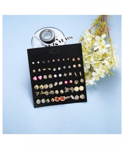 93 Pairs Assorted Multiple Stud Earrings Set for Women Cute Simple Faux Pearl Hoop Earrings Bar Moon Star CZ Stud Earring Jew...