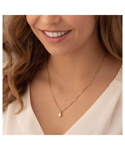 14K Yellow Gold Created White Opal and Genuine Diamond Pendant for Women, Heart Shape Solitaire, 6mm $49.92 Necklaces