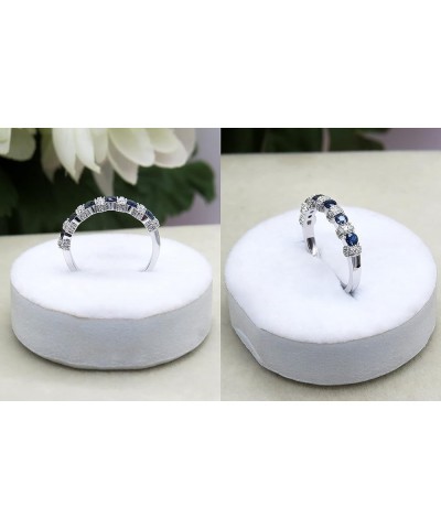 14K Gold Round Blue Sapphire And White Diamond Bridal Stackable Wedding Band Anniversary Ring White Gold $139.10 Others