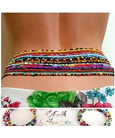 African Waist Beads Chain for Women,Layered Belly Bead Chains Plus Size Multilayer Body Chain Colorful Summer Bikini Jewelry ...