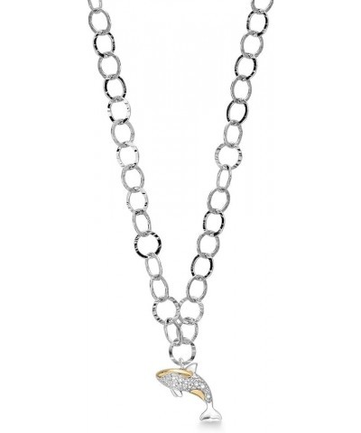 Made In Italy 925 Sterling Silver Lab Grown Diamond or Moissanite Link Chain Ocean Necklace For Women with Charms Whale 1 $82...