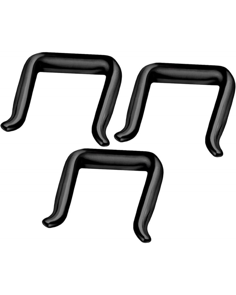 3Pcs U shape Black Anodized & Surgical Steel Septum Ring Piercing Jewelry Tragus Labret Lip Earring Nose More Choices C08-3Pc...