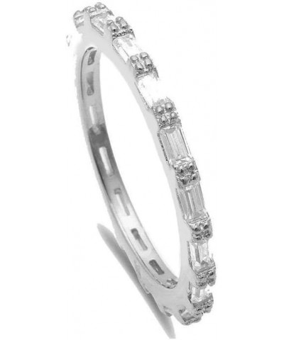 Baguette Clear Cubic Zirconia Endless Band Ring Sterling Silver Silver $9.50 Rings