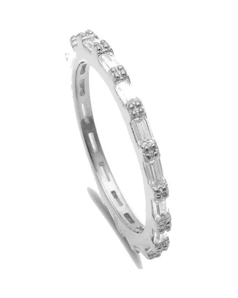 Baguette Clear Cubic Zirconia Endless Band Ring Sterling Silver Silver $9.50 Rings