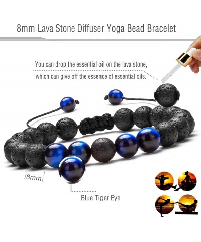 Men Women 8mm Lava Rock Aromatherapy Anxiety Essential Oil Diffuser Bracelet Braided Rope Natural Stone Yoga gifts Beads Brac...